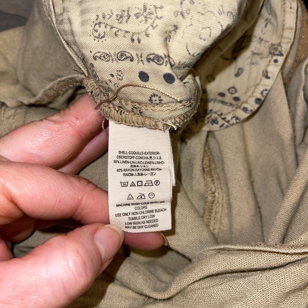 We The Free Beige/Khaki High-Rise Wide Leg Cropped Trousers Sz 10,linen blend - Picture 6 of 7